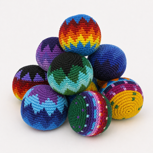 Knit Multicolor Foot Bag Stress Ball Hacky Bag Crochet Sack - Guatemala | Mexico