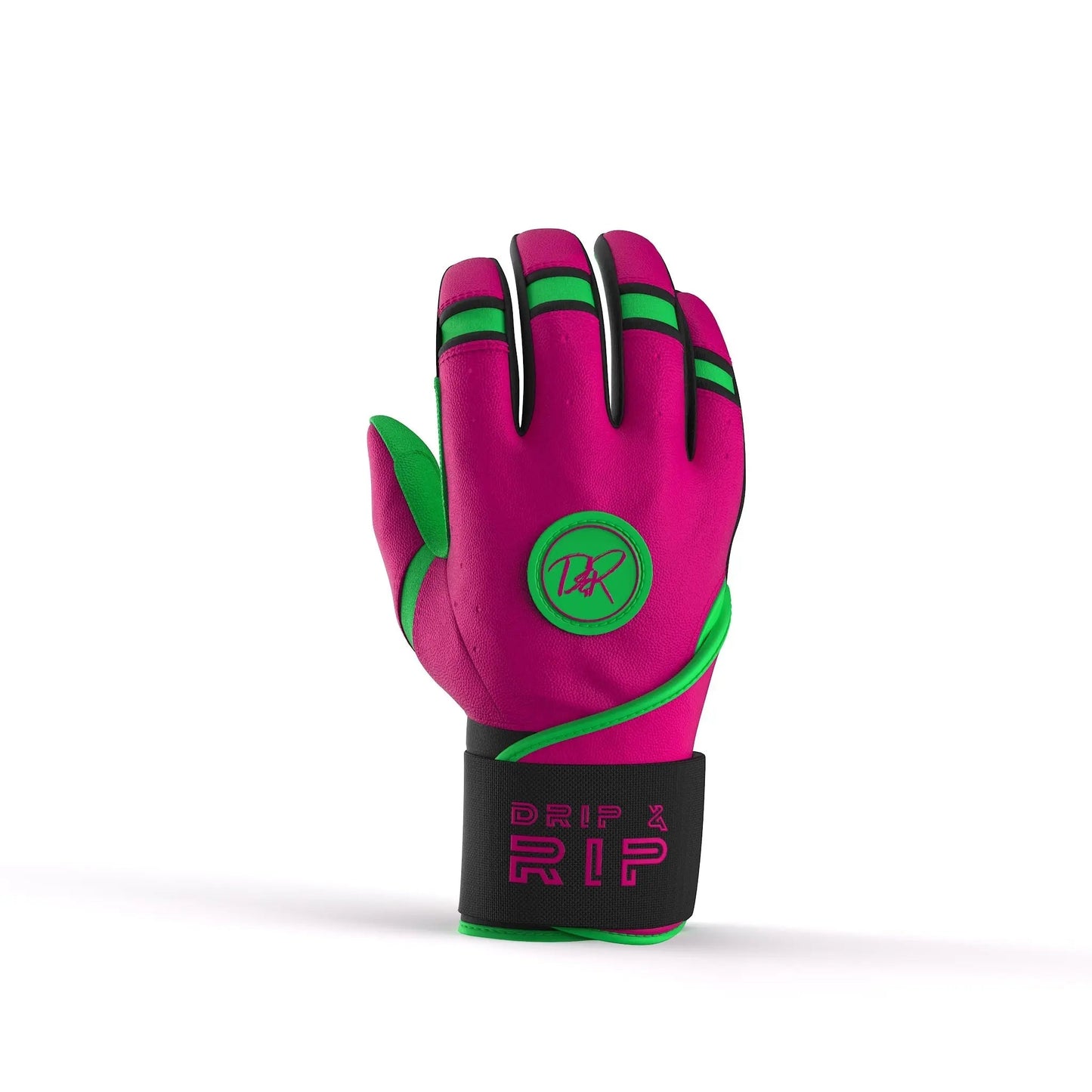 Drip & Rip™ 'Baller' Series Premium Leather Long Cuff Batting Glove Big Drip Energy