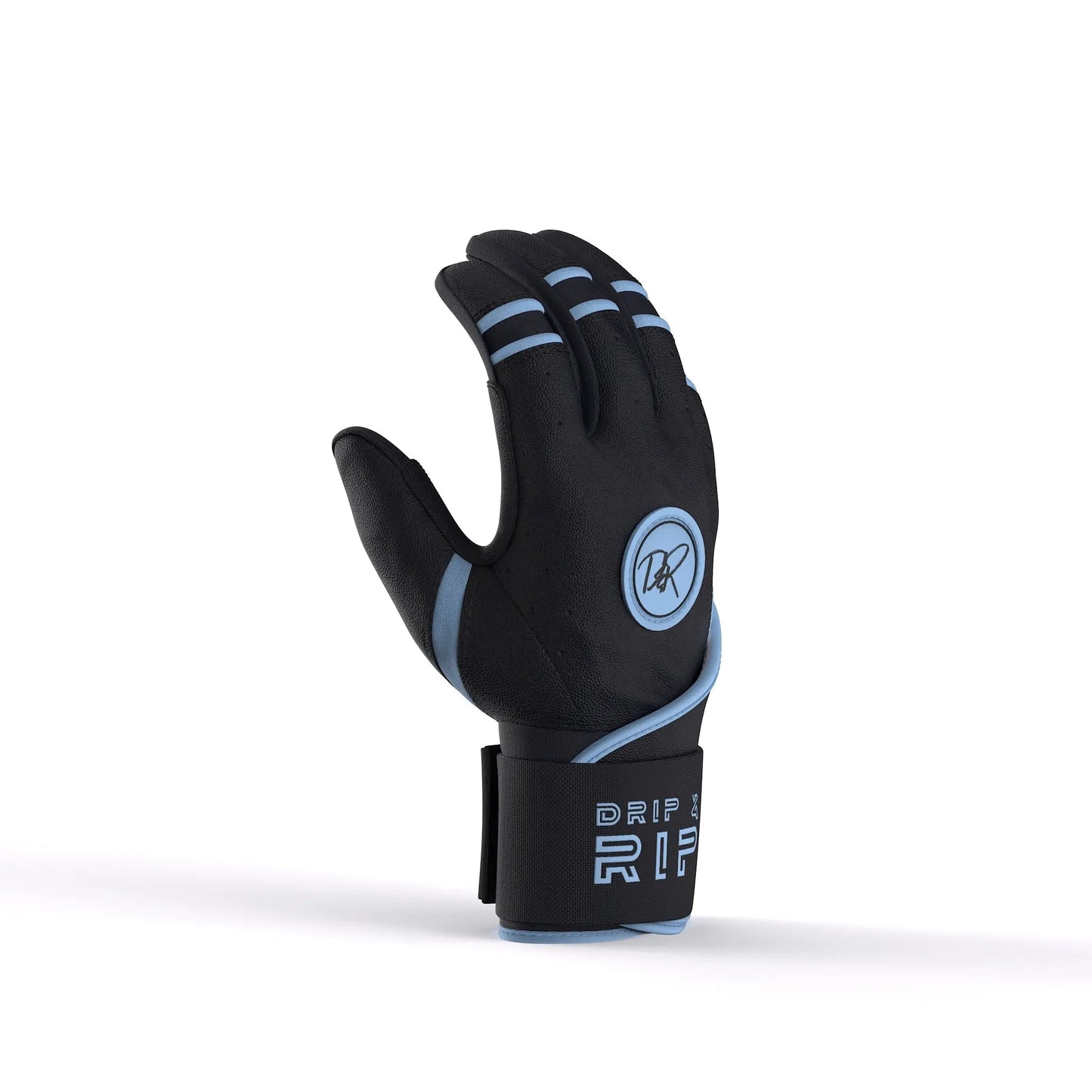 Drip & Rip™ 'Baller' Series Premium Leather Long Cuff Batting Glove Black Ice