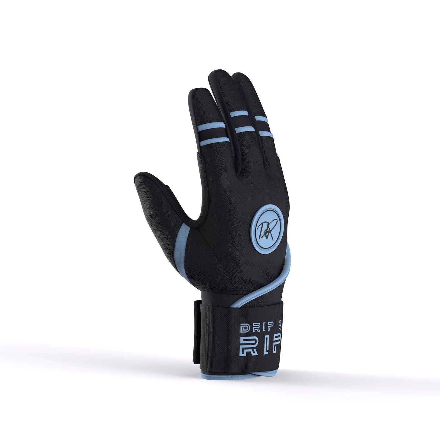 Drip & Rip™ 'Baller' Series Premium Leather Long Cuff Batting Glove Black Ice