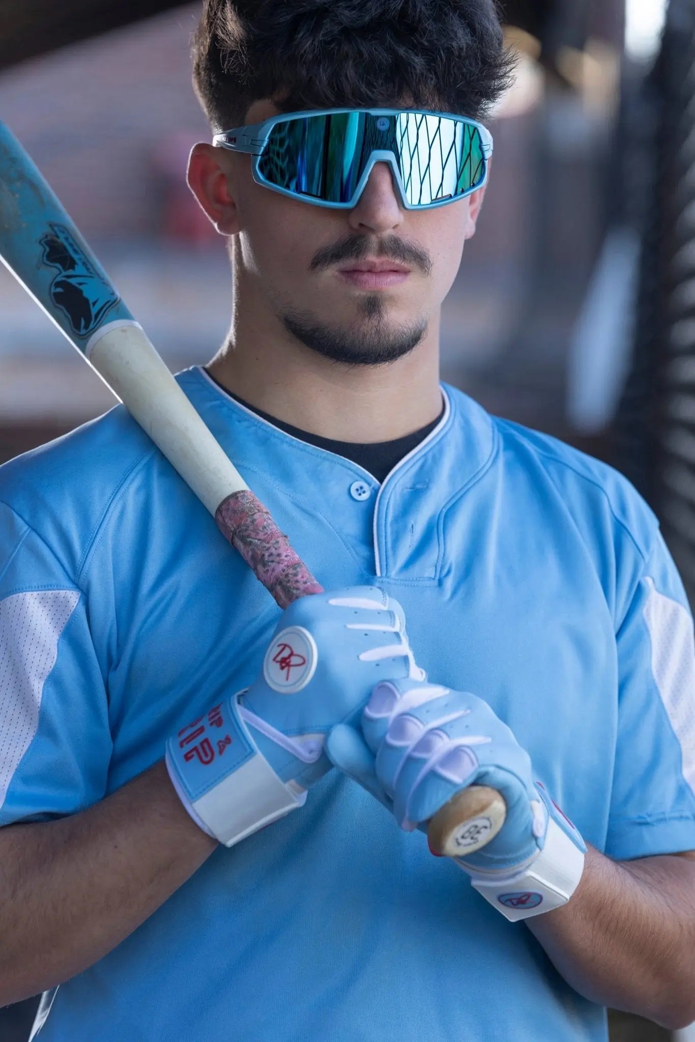 Drip & Rip™ "Baller" Series Premium Leather Long Cuff Batting Glove Cotton Candy
