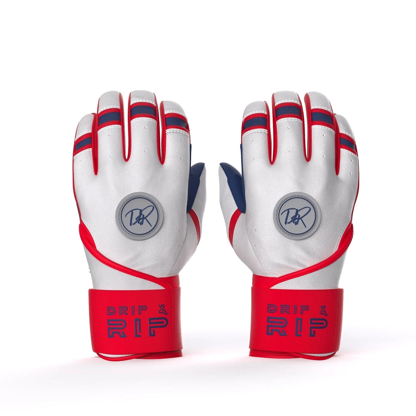Drip & Rip™ "Baller" Series Premium Leather Long Cuff Batting Glove Flags