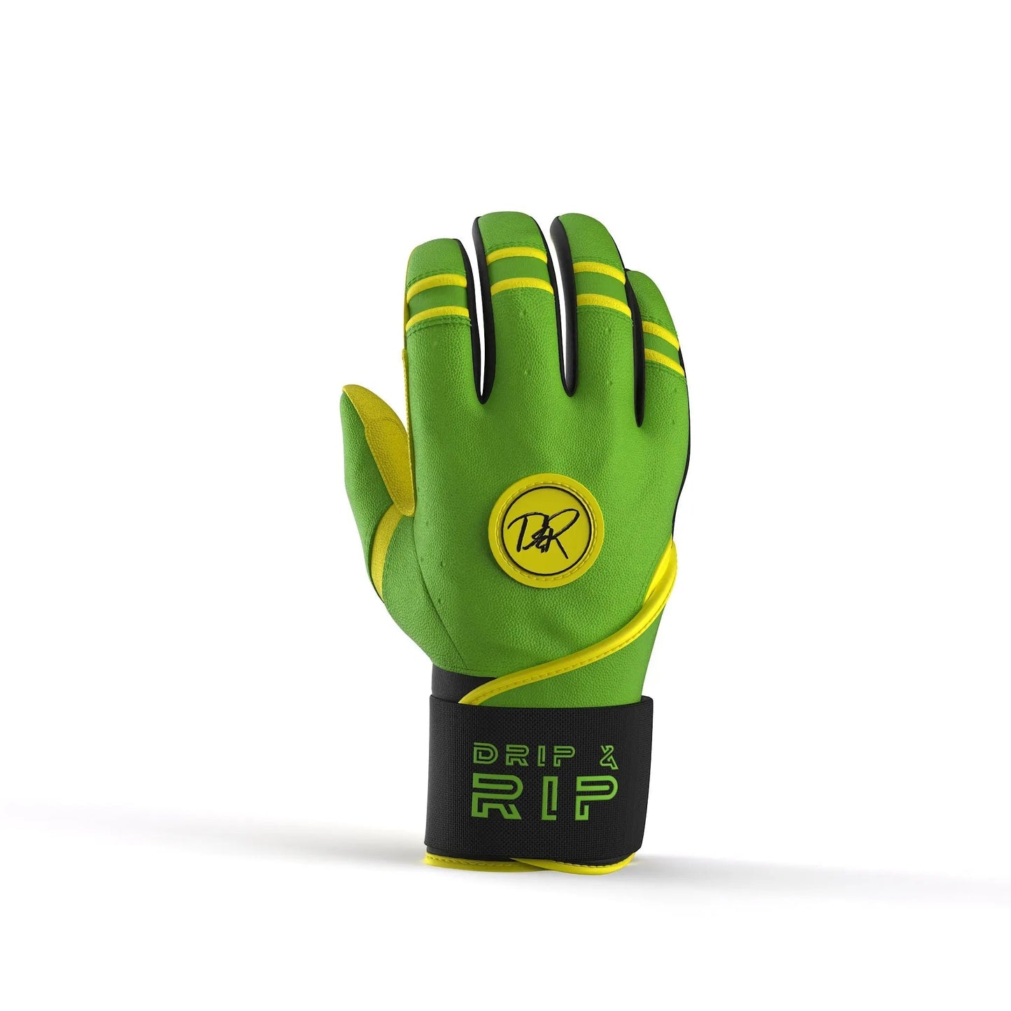 Drip & Rip™ 'Baller' Series Premium Leather Long Cuff Batting Glove Limelight