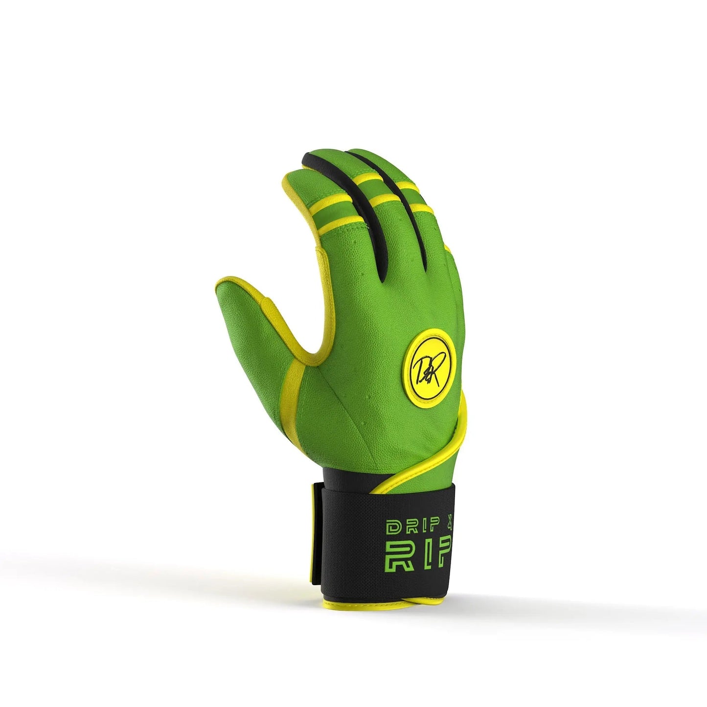 Drip & Rip™ 'Baller' Series Premium Leather Long Cuff Batting Glove Limelight