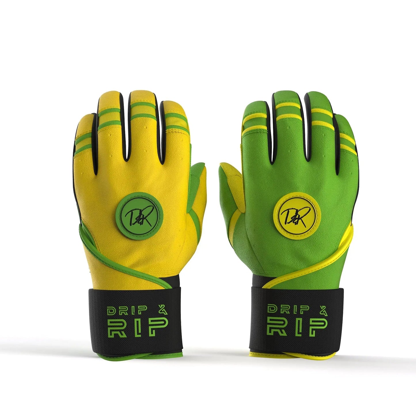Drip & Rip™ 'Baller' Series Premium Leather Long Cuff Batting Glove Limelight