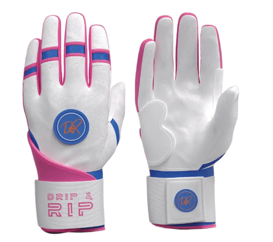 Drip & Rip™ 'Baller' Series Premium Leather Long Cuff Batting Glove South Beach Smoke