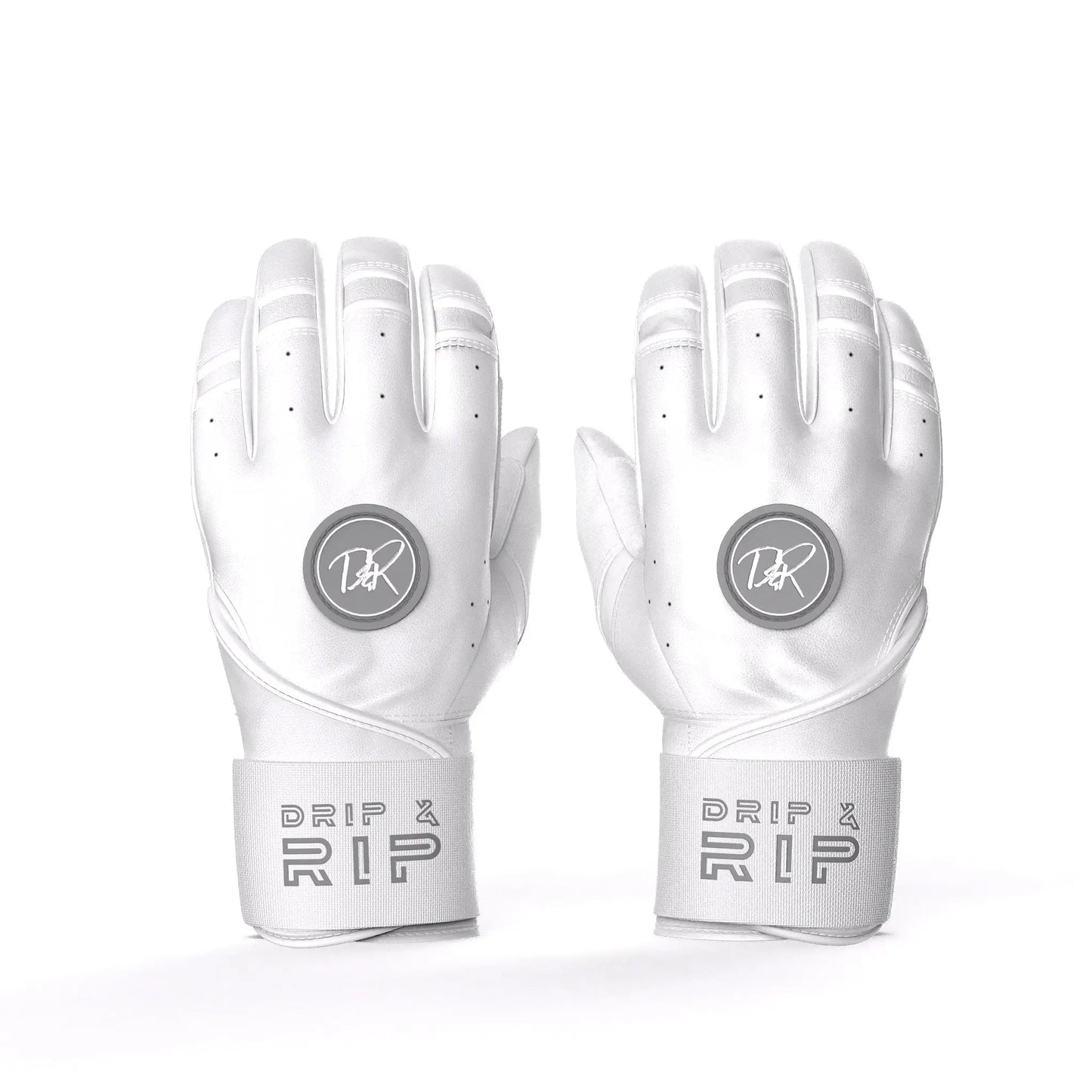 Drip & Rip™ "Baller" Series Premium Leather Long Cuff Batting Gloves Specter