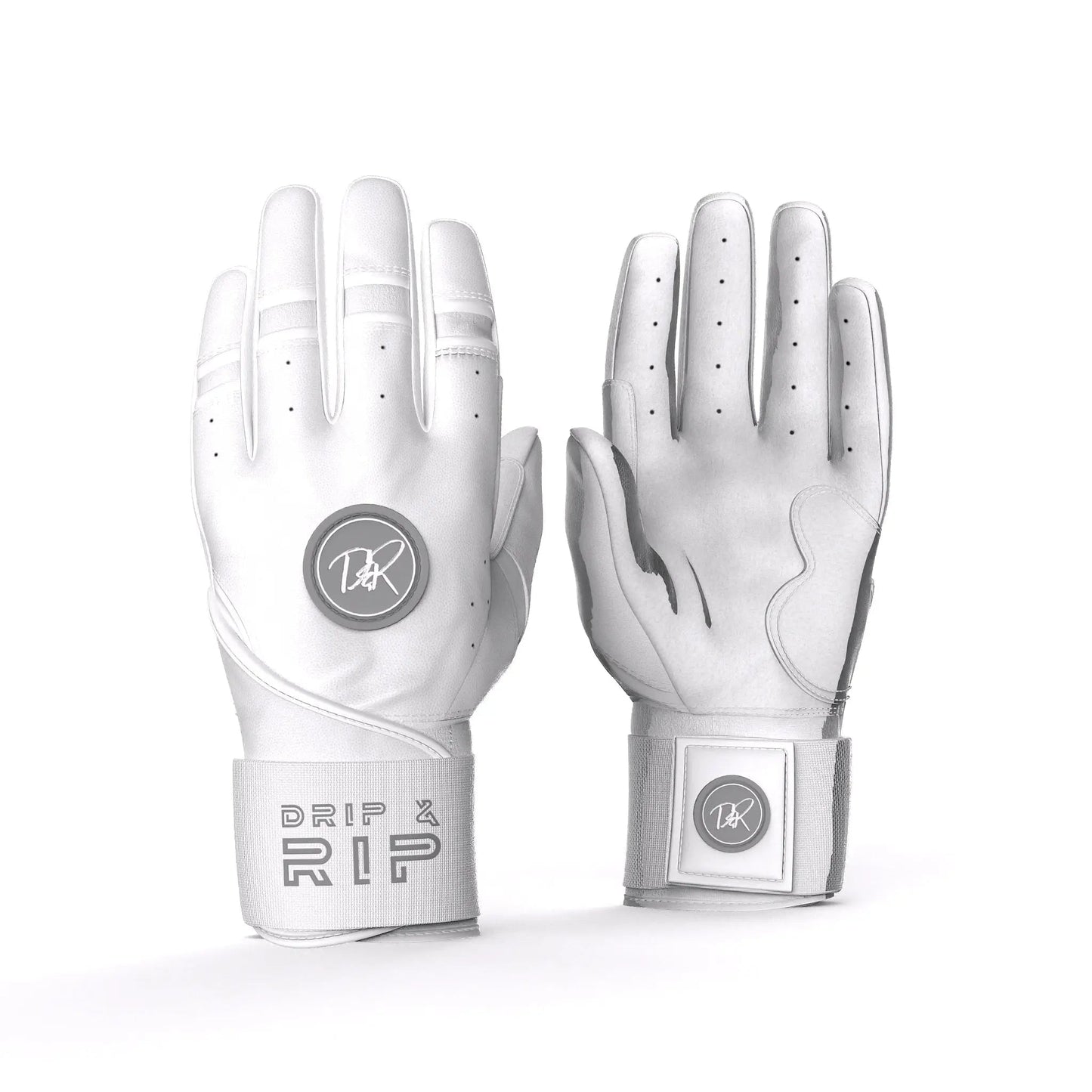 Drip & Rip™ "Baller" Series Premium Leather Long Cuff Batting Gloves Specter